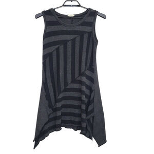 Luukaa Dress Knit Sleeveless Stripes Black Gray Medium Antracite